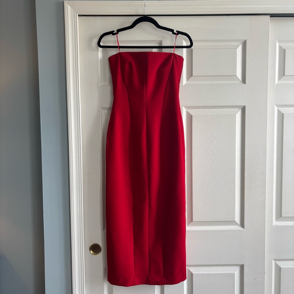 NWT Zara Red Strapless Sheath Cocktail Dress